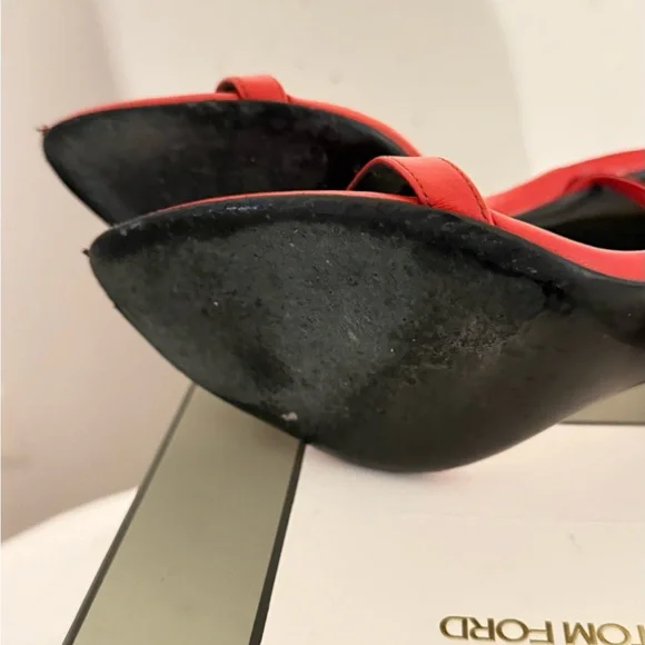 Tom Ford Red and Gold Strappy Heels - Picture 6 of 6